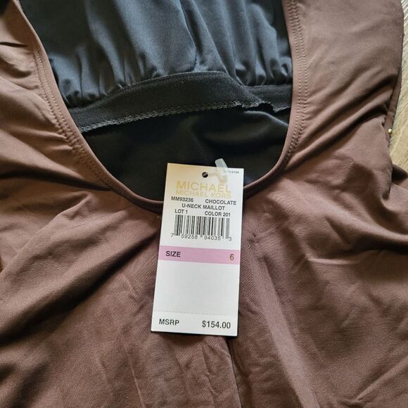 MICHAEL Michael Kors - Boho Solids U-Neck Shirred Maillot Women's swimsuit - Picture 5 of 5